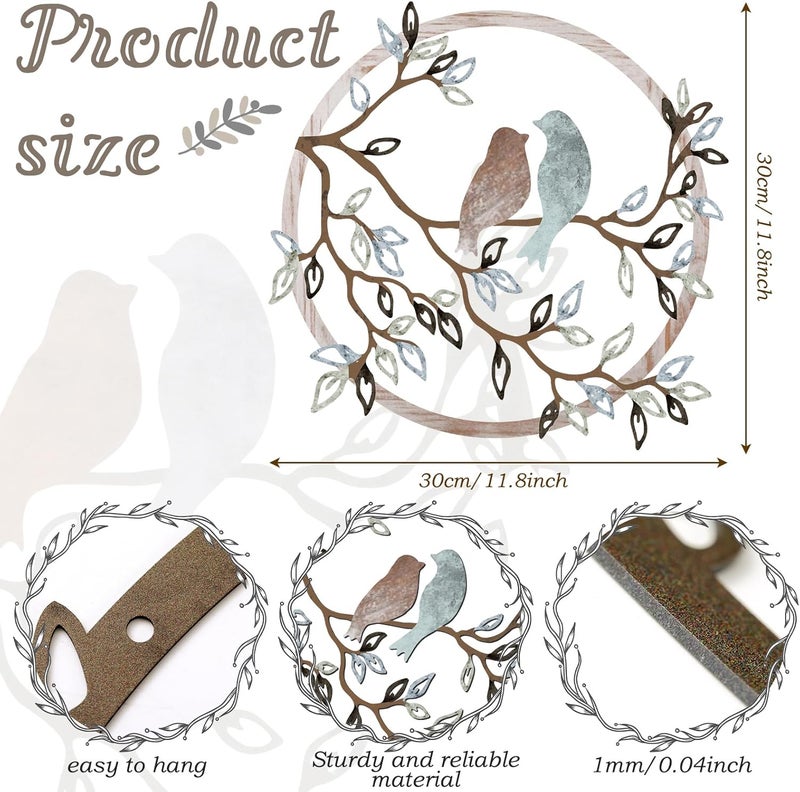 Ferraycle Metal Wall Art Bird on Tree Branch Silhouette Bird Art Decor for Living Room Garden Bedroom Office Home Wall Housewarming Party Decor(Fresh Color) - Image 2